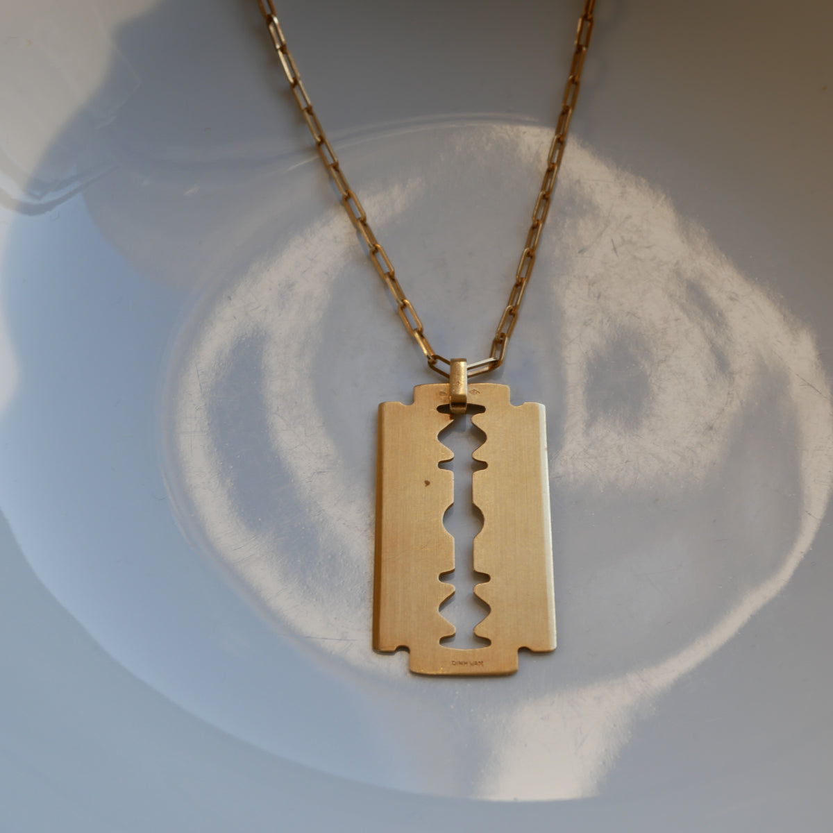 MD Razor Blade Necklace Gold