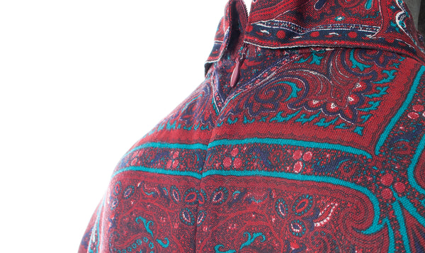 J. TIKTINER MOUSSELINE PAISLEY PRINTED SHIRT AND SCARF SET